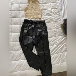 Zara string tie (vegan) leather pants, size 04, great condition